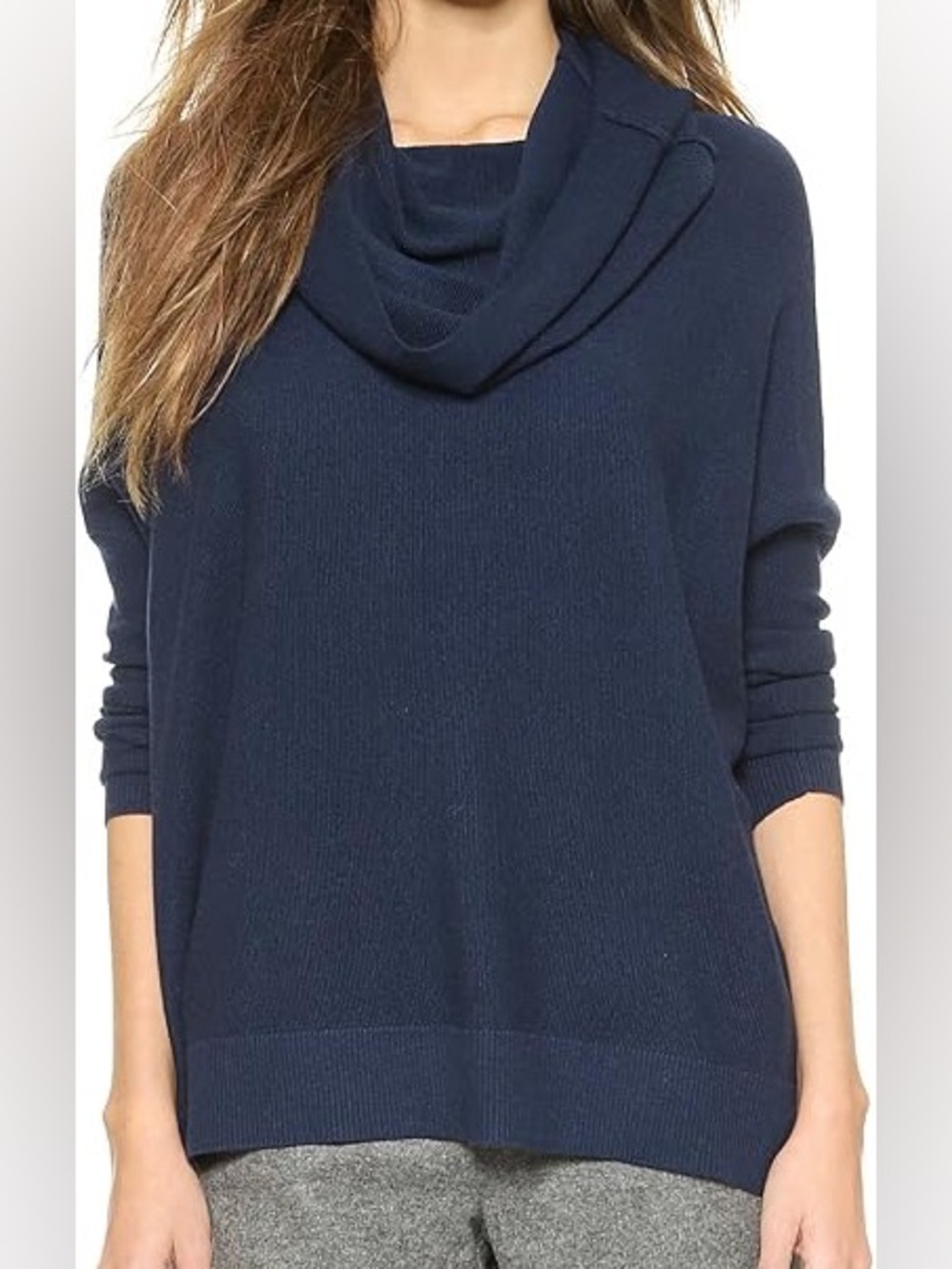 Joie Melantha Navy Cowl-Neck Oversize Wool Cashmere blend Sweater Size Small